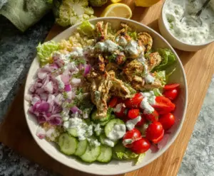 Healthy Chicken Shawarma Bowls with fresh vegetables and flavorful spices.