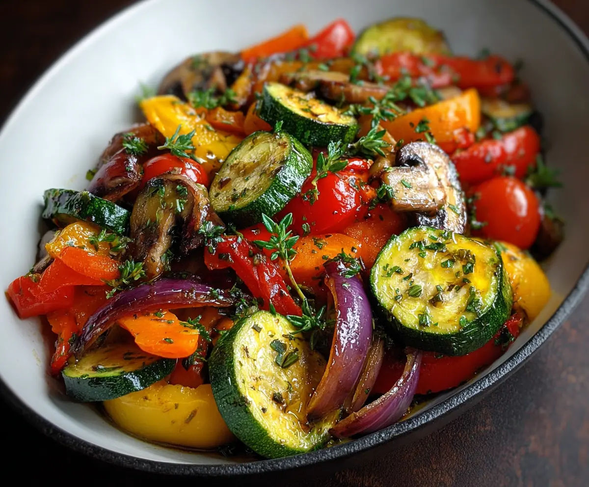 Colorful sautéed vegetables in a skillet, emphasizing freshness and healthiness.