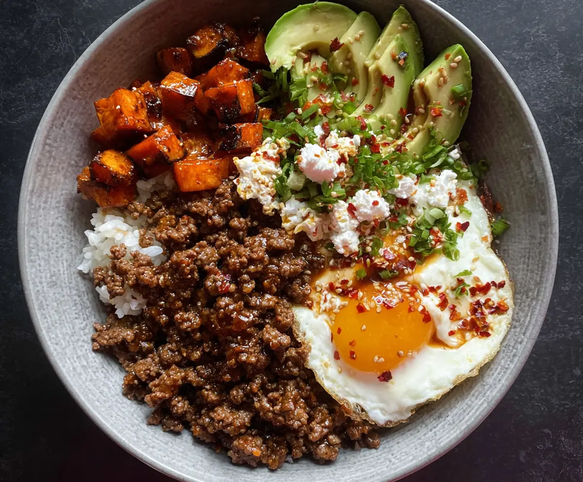 Hot Honey Ground Beef Bowls