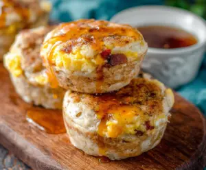 Delicious homemade McGriddle muffins with crispy bacon and melted cheese.