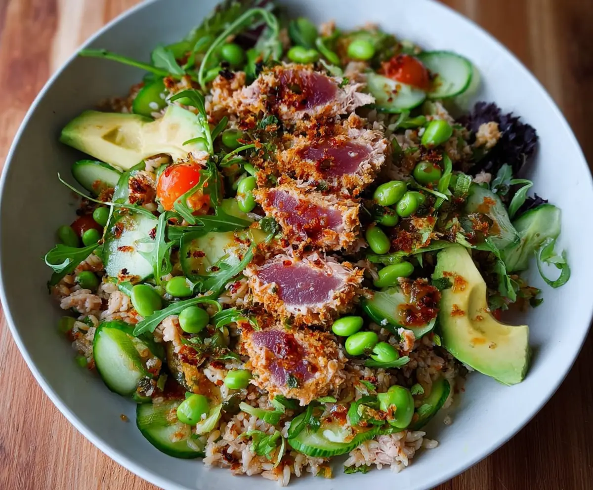 Tuna Avocado Crispy Rice Salad