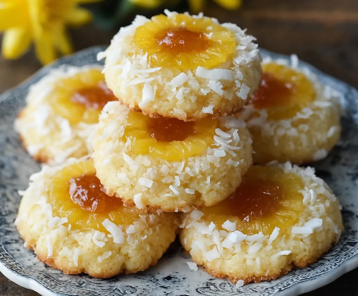 Easy Hawaiian Pineapple Coconut Thumbprint Cookies 