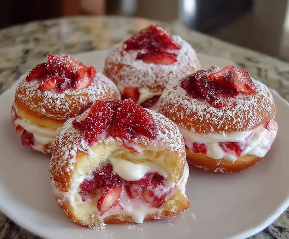 Strawberry Cheesecake Stuffed Donuts Recipe