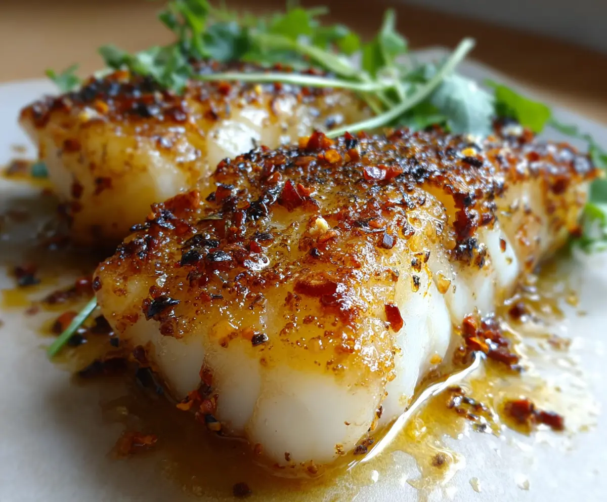 Delicious baked cod fillet glazed with honey marinade, cooked in just 5 minutes and perfect for a quick healthy meal