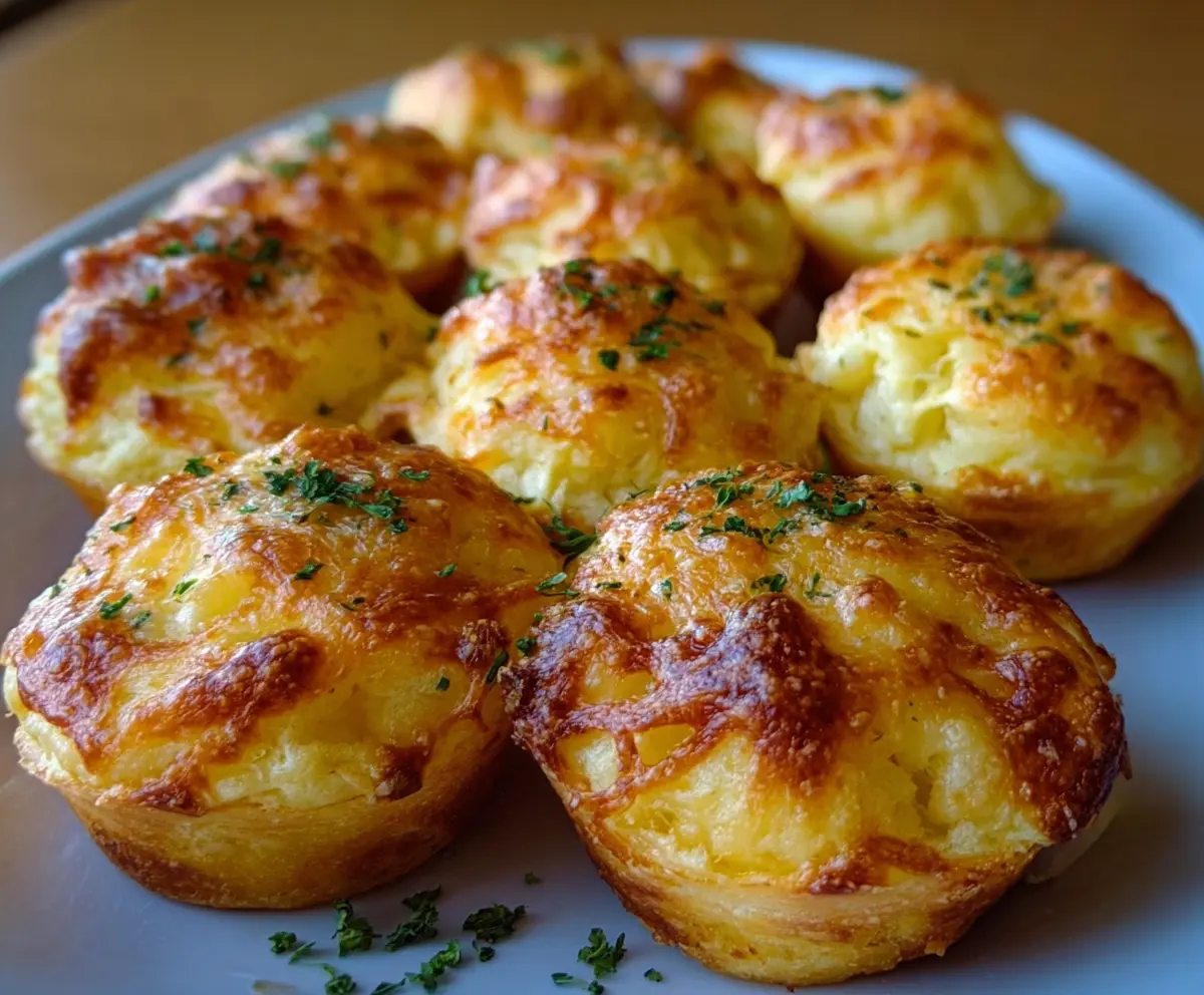 Delicious creamy potato puffs filled with cheese, perfect as a savory snack.