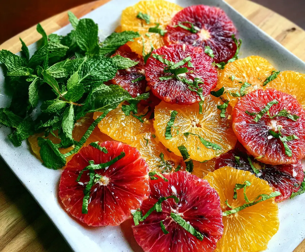 Fresh Indian citrus and mint salad served in a bowl, highlighting vibrant orange, yellow, and green colors.