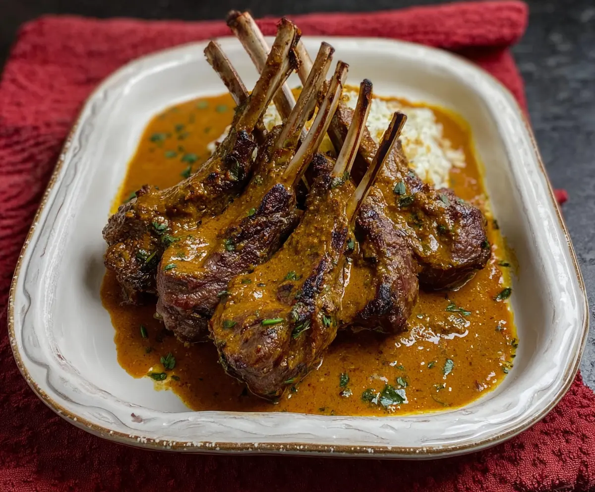 Delicious Instant Pot Curried Rack of Lamb served with fragrant spices and tender meat.