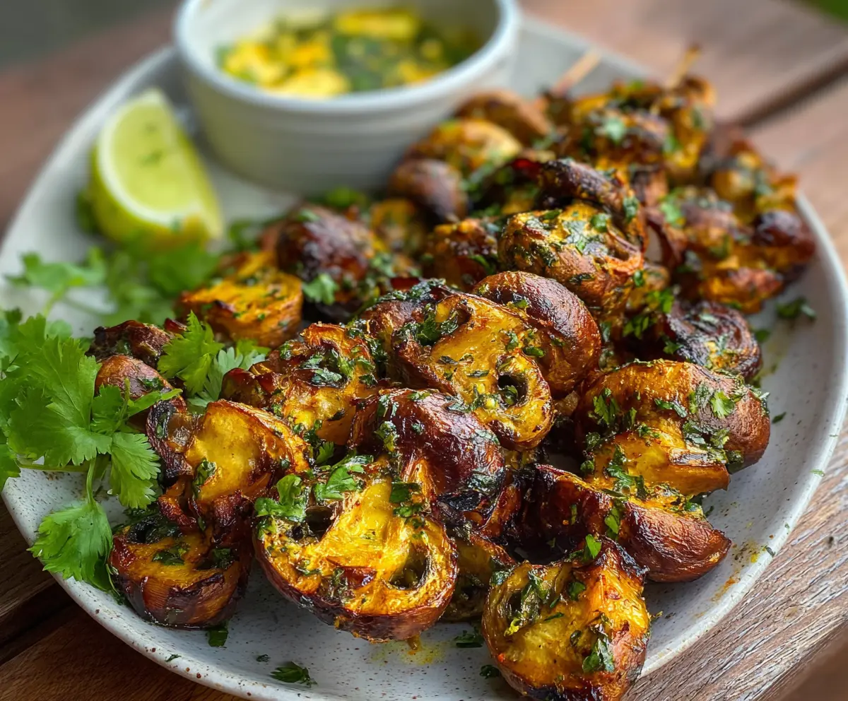Mushroom Tikka Skewers