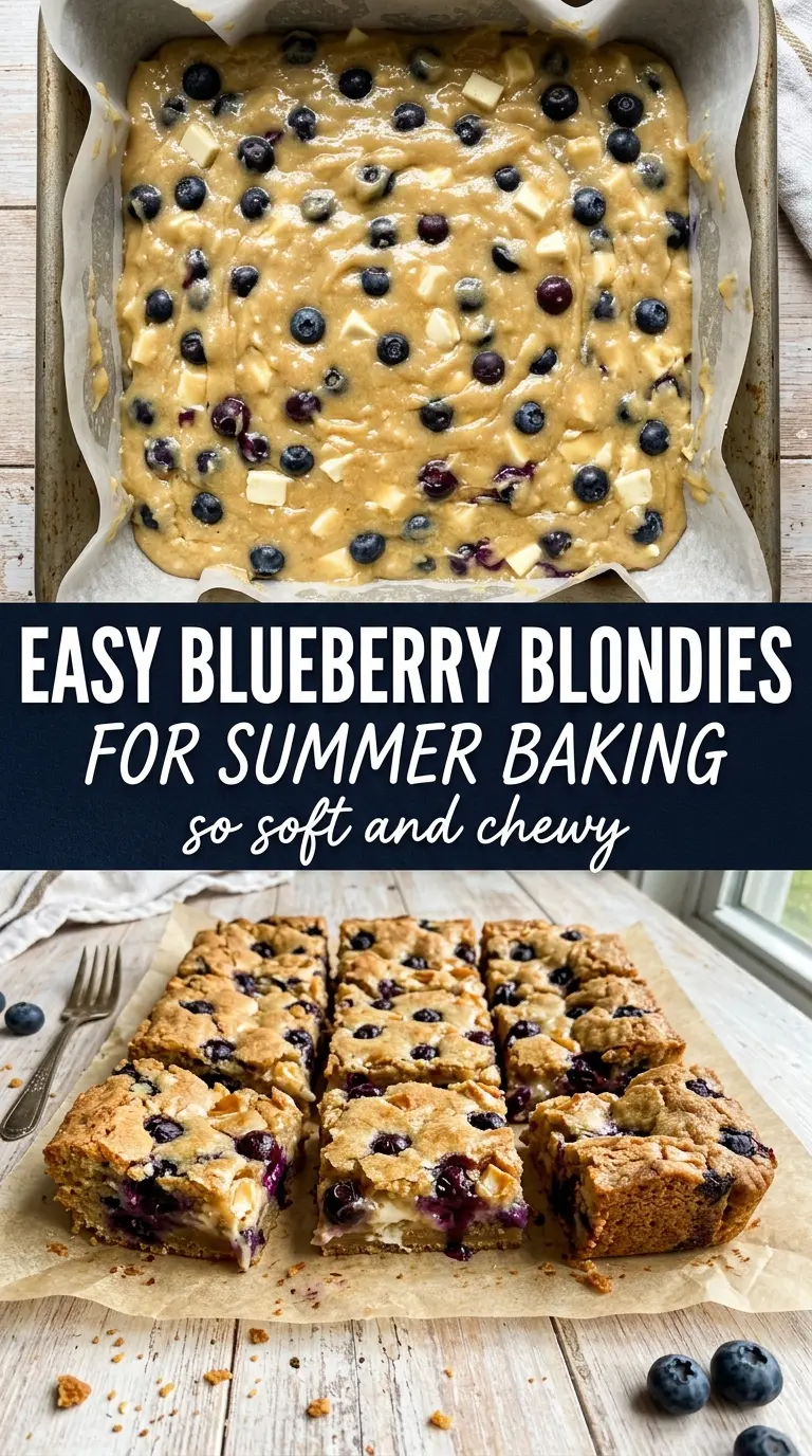 Blueberry White Chocolate Blondies chewy buttery