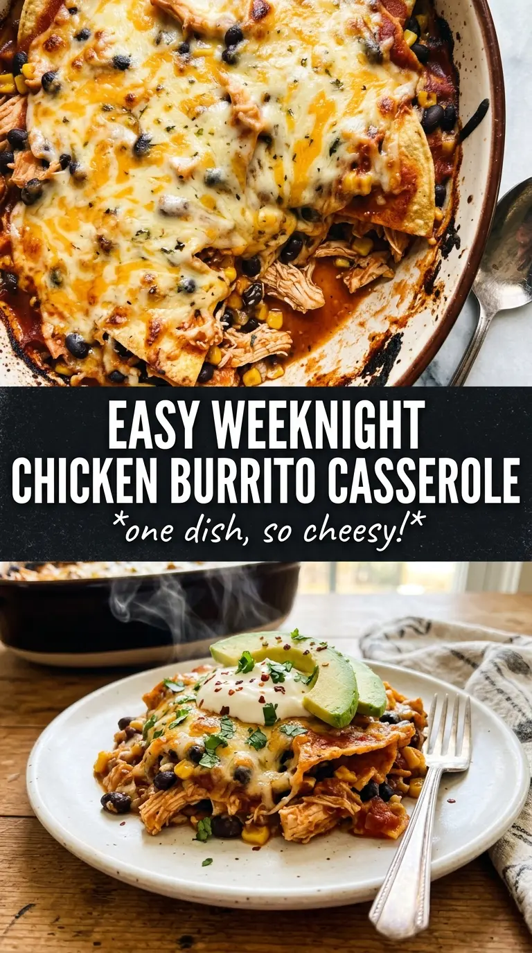 Chicken Burrito Casserole cheesy layered