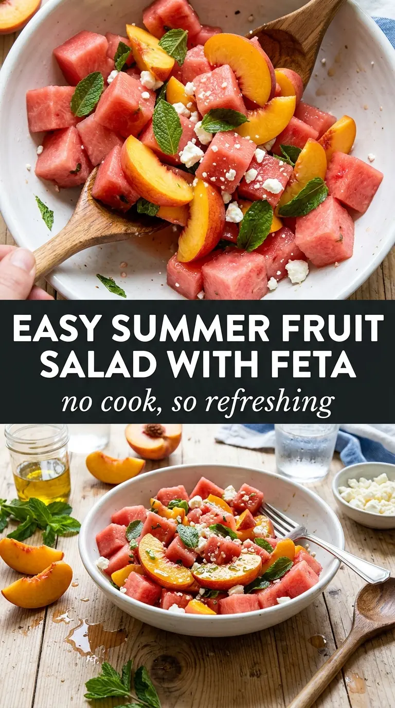 Peach Watermelon Salad juicy minty refreshing