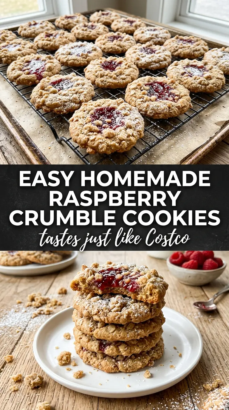 Raspberry Crumble Cookies Costco Copycat buttery jammy crumbly