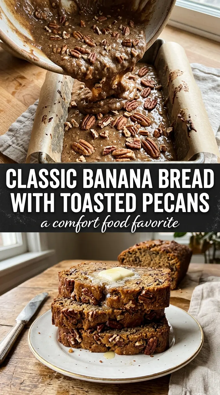 Banana nut bread with pecans moist tender