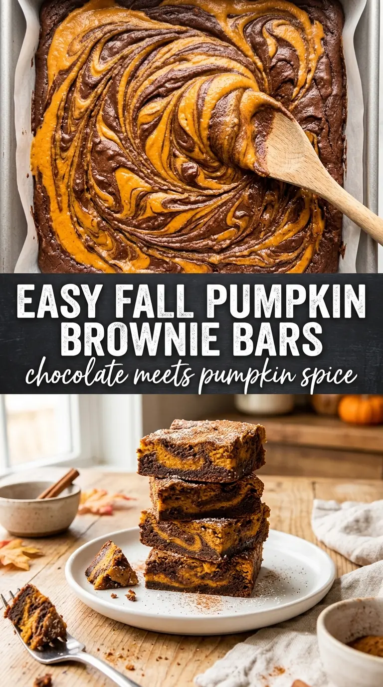 Fudgy Pumpkin Brownie Swirl Bars

