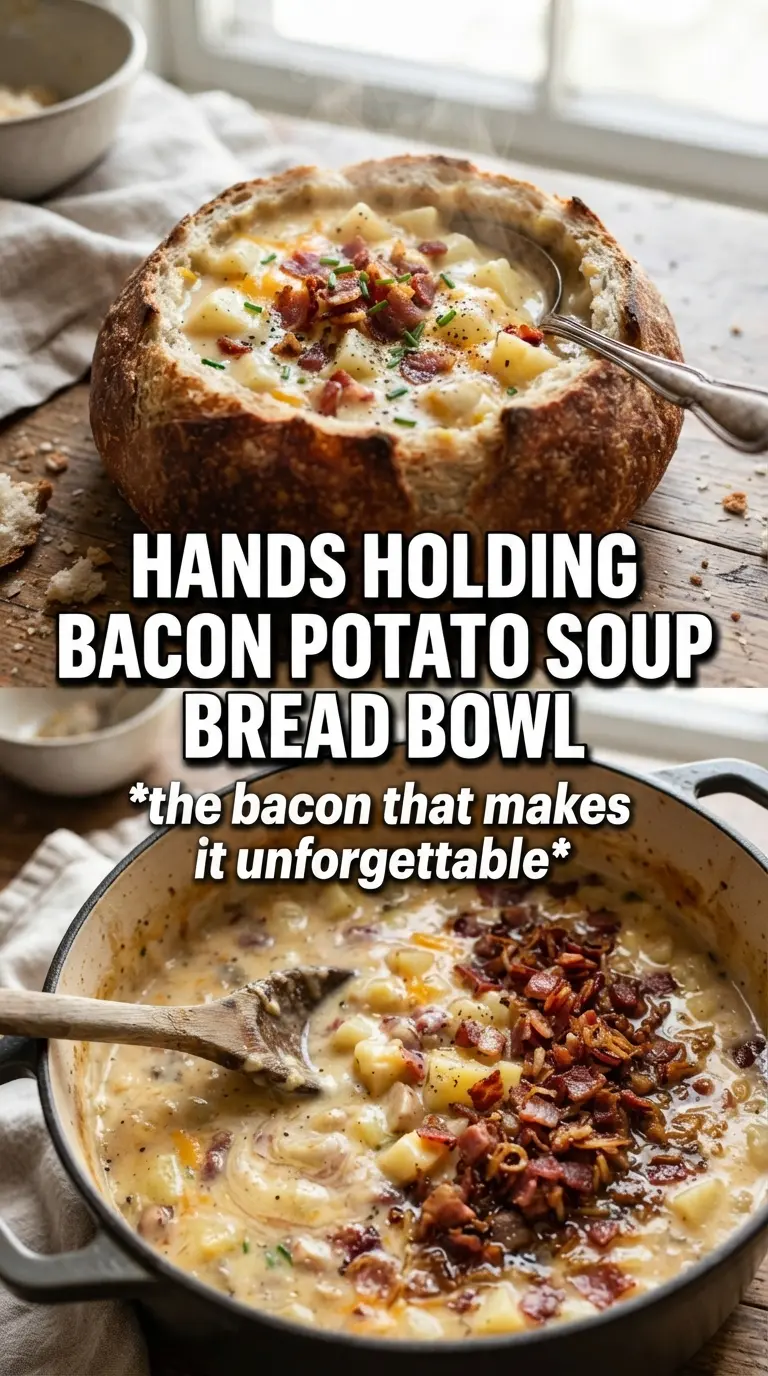 Bacon potato soup creamy chunky cheesy