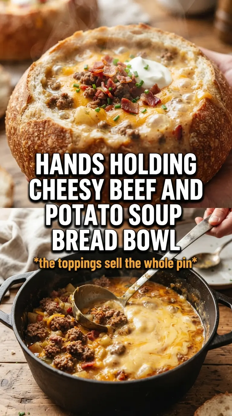 Cheesy beef and potato soup creamy hearty comforting