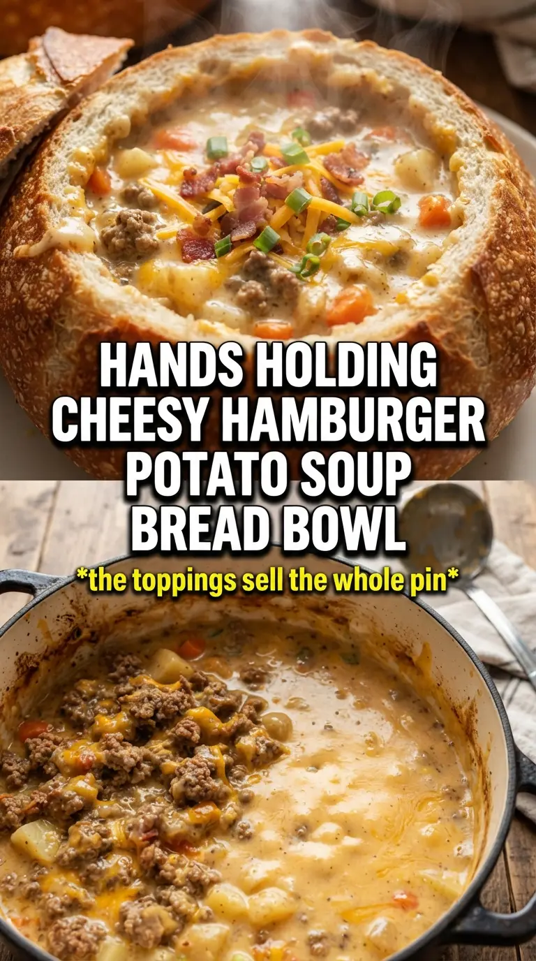 Cheesy Hamburger Potato Soup cheesy, hearty, comforting