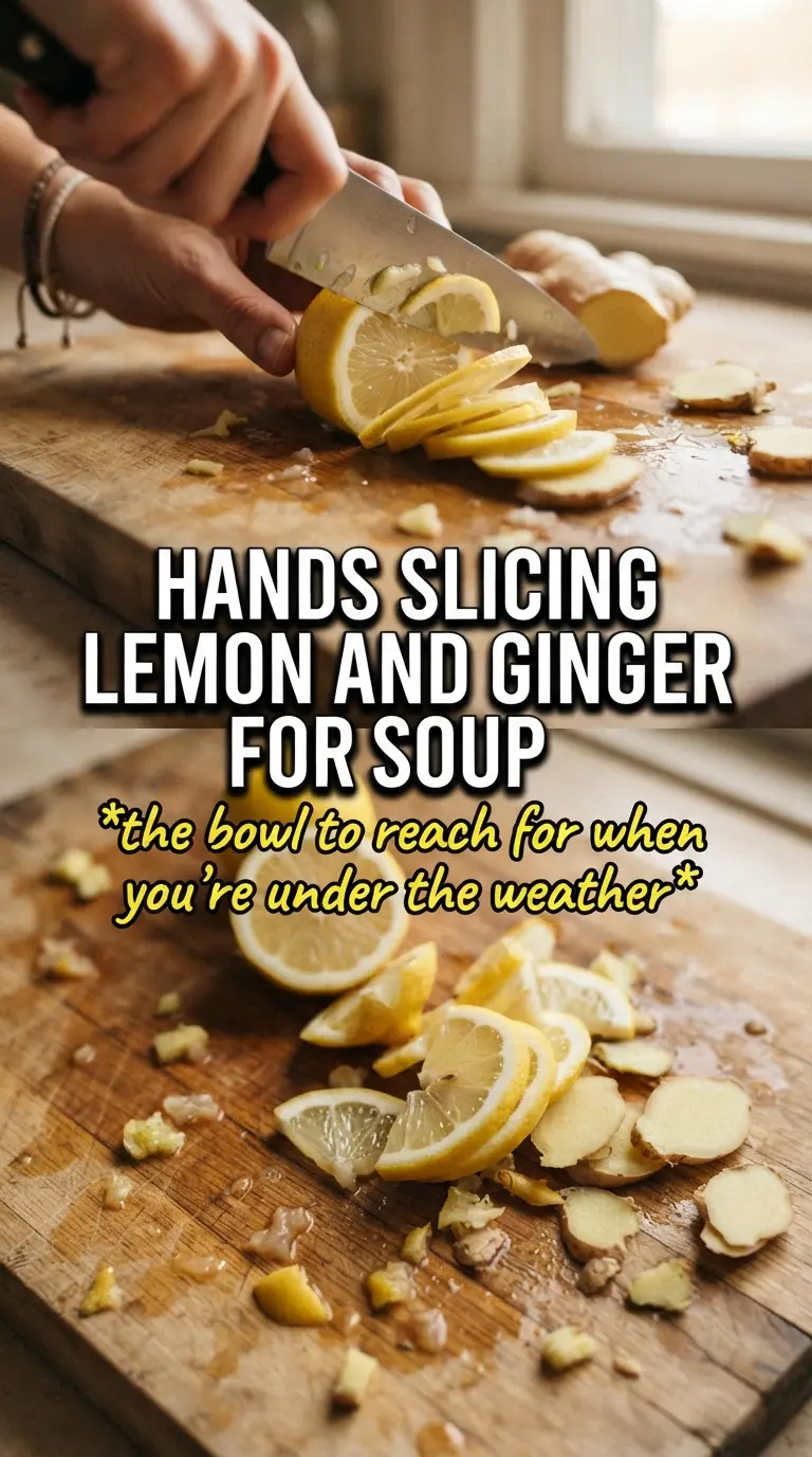 Cold Fighting Chicken Noodle Soup golden broth ginger lemon