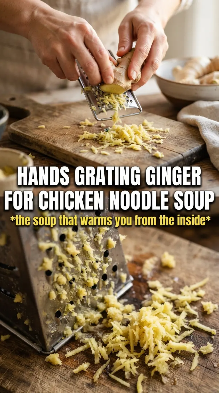 Ginger Garlic Chicken Noodle Soup clear broth, hearty noodles