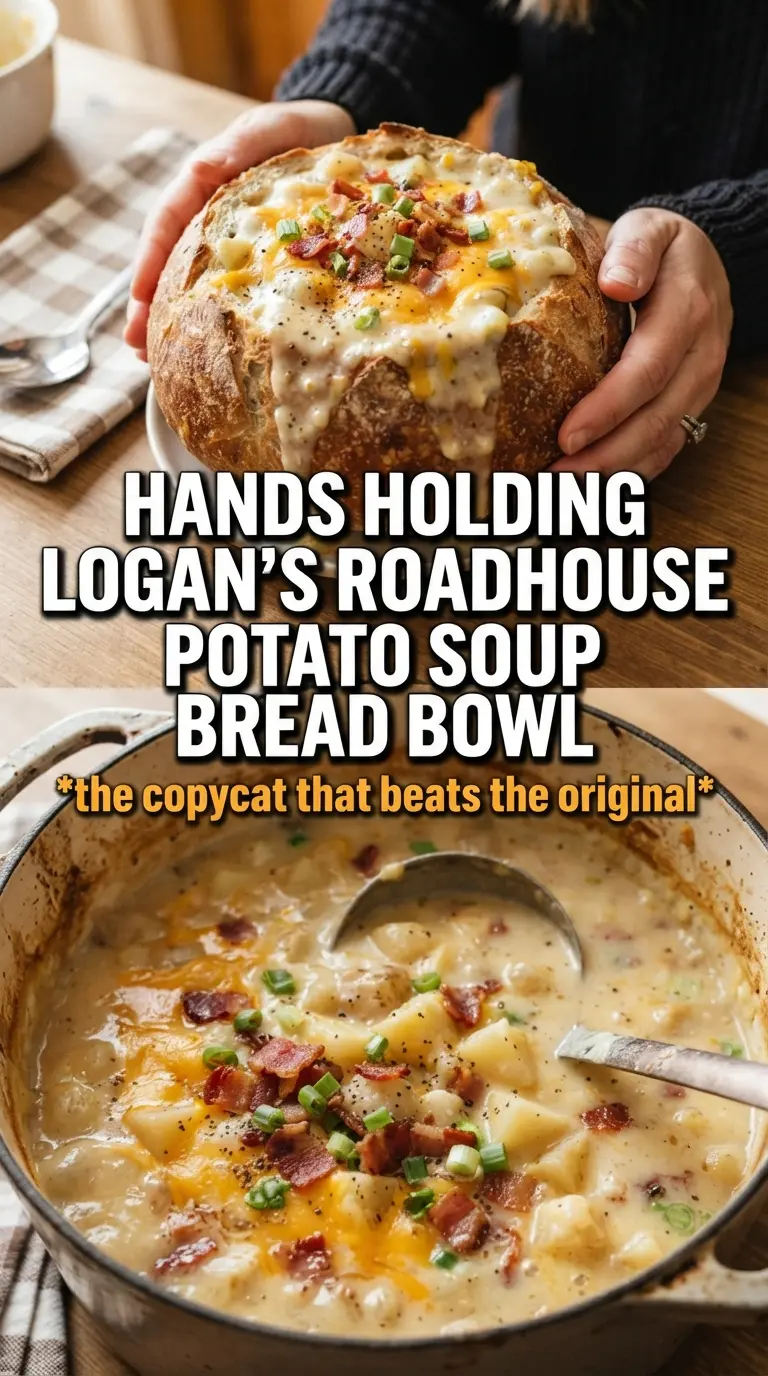 Logan's Roadhouse potato soup creamy loaded cheesy
