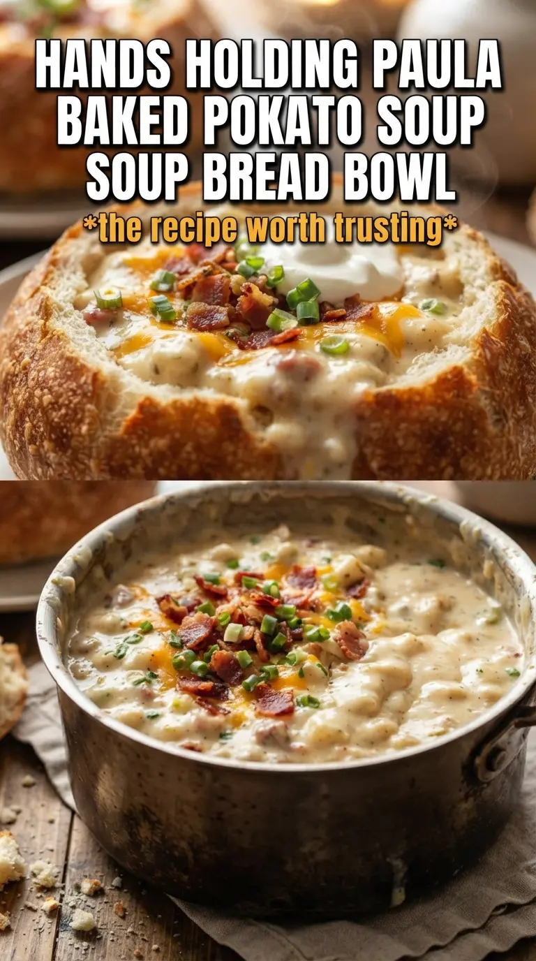 Paula Deen loaded baked potato soup creamy cheesy bacon