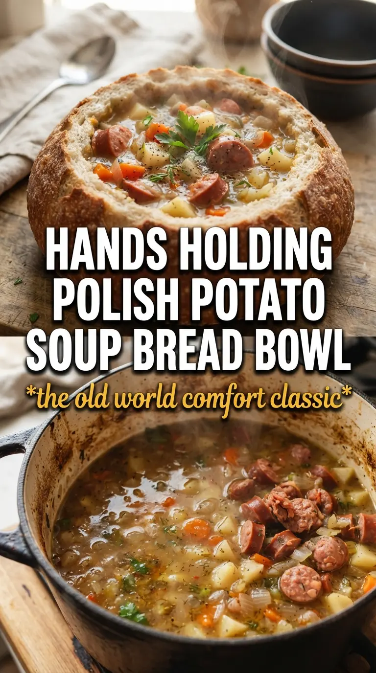 Polish Potato Soup creamy golden bowl, kielbasa, dill