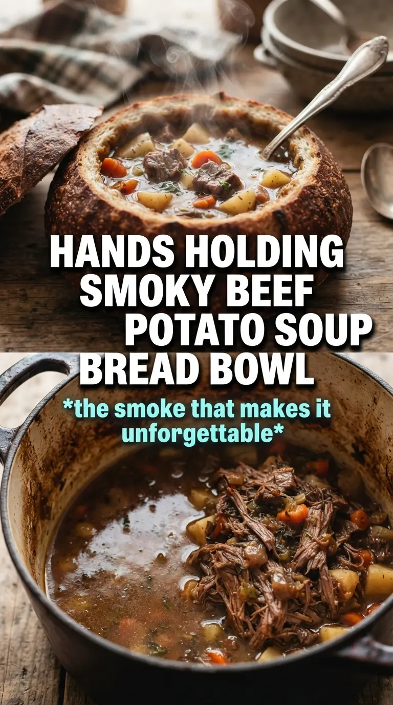 Smoky beef potato soup rich hearty