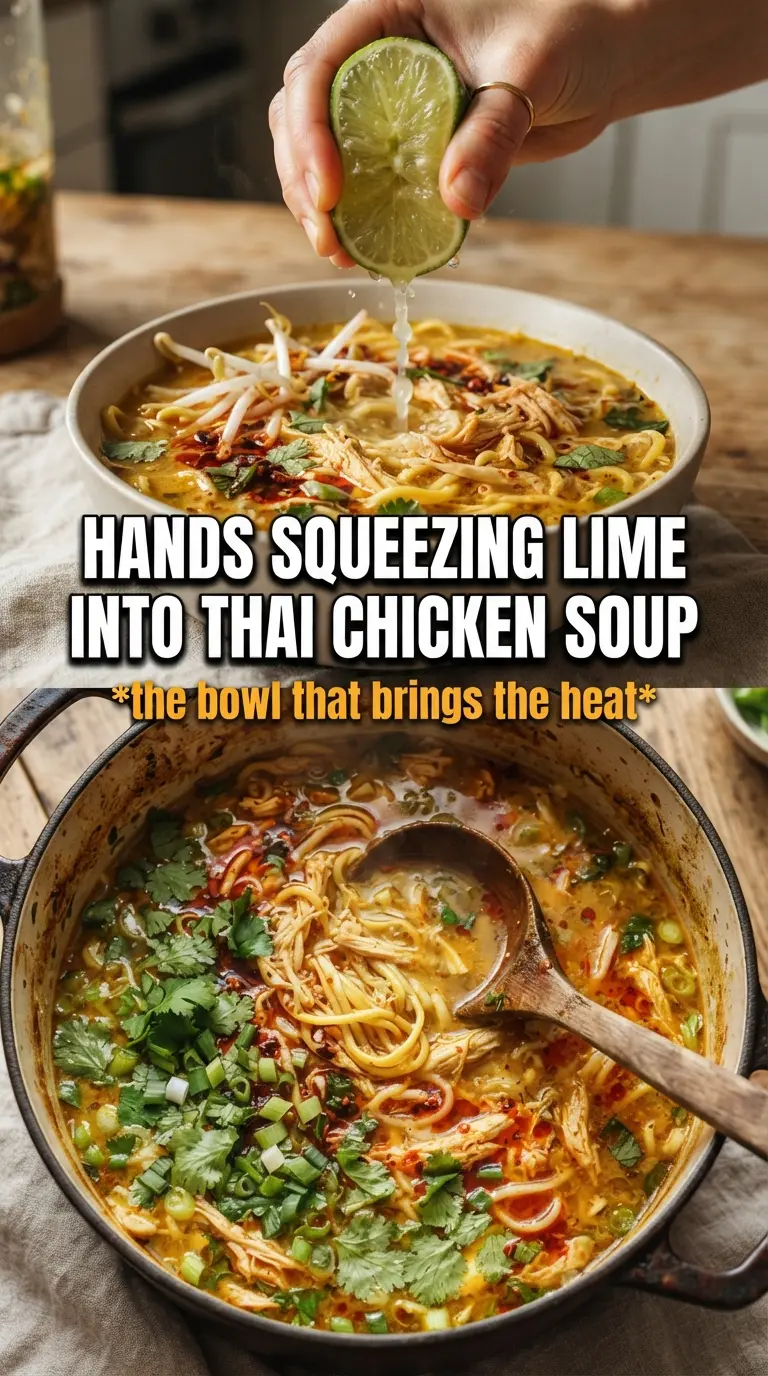 Thai Chicken Noodle Soup golden coconut broth, fresh herbs, rice noodles