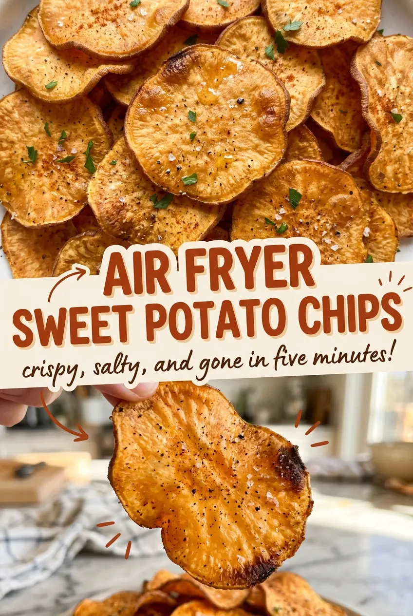 Air Fryer Sweet Potato Chips, thin crisp snack