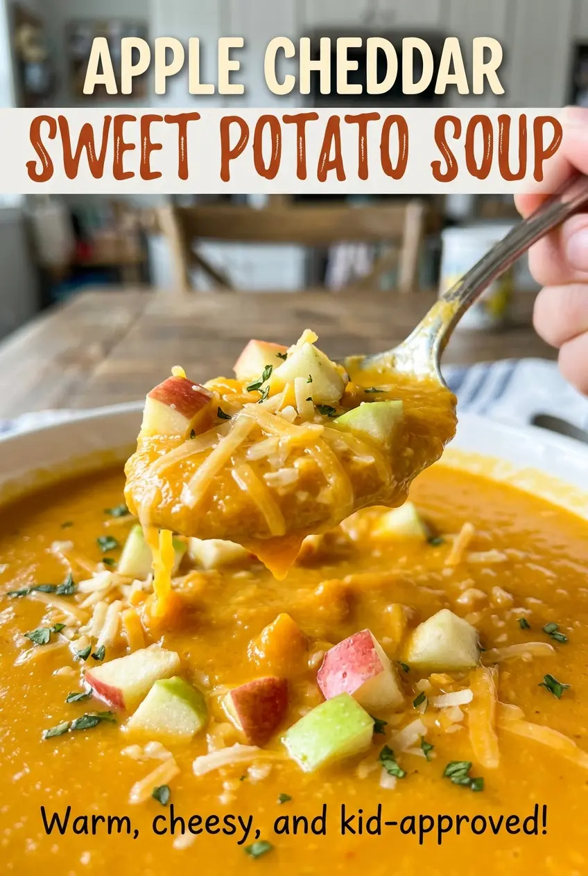 Apple Cheddar Sweet Potato Soup smooth savory bowl