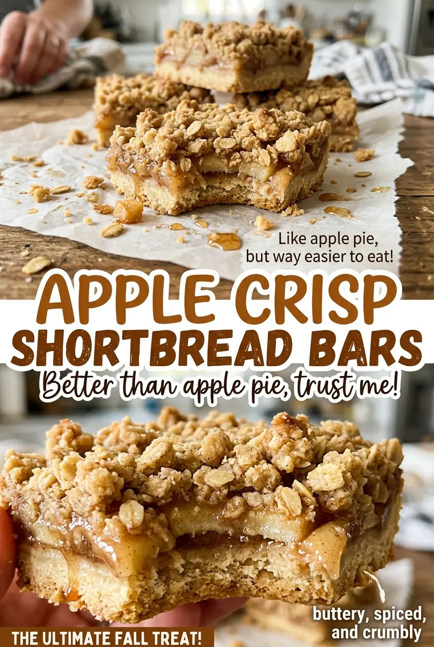 Apple Crisp Shortbread Bars with golden oat topping