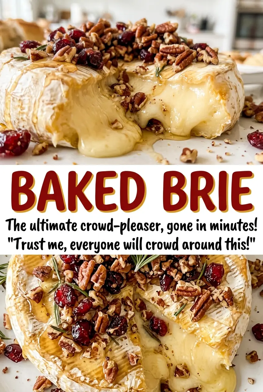 Baked Brie soft center crunchy walnuts