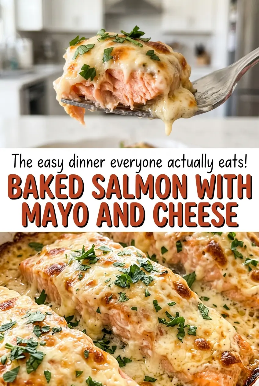 Baked salmon with mayo and cheese golden Parmesan crust