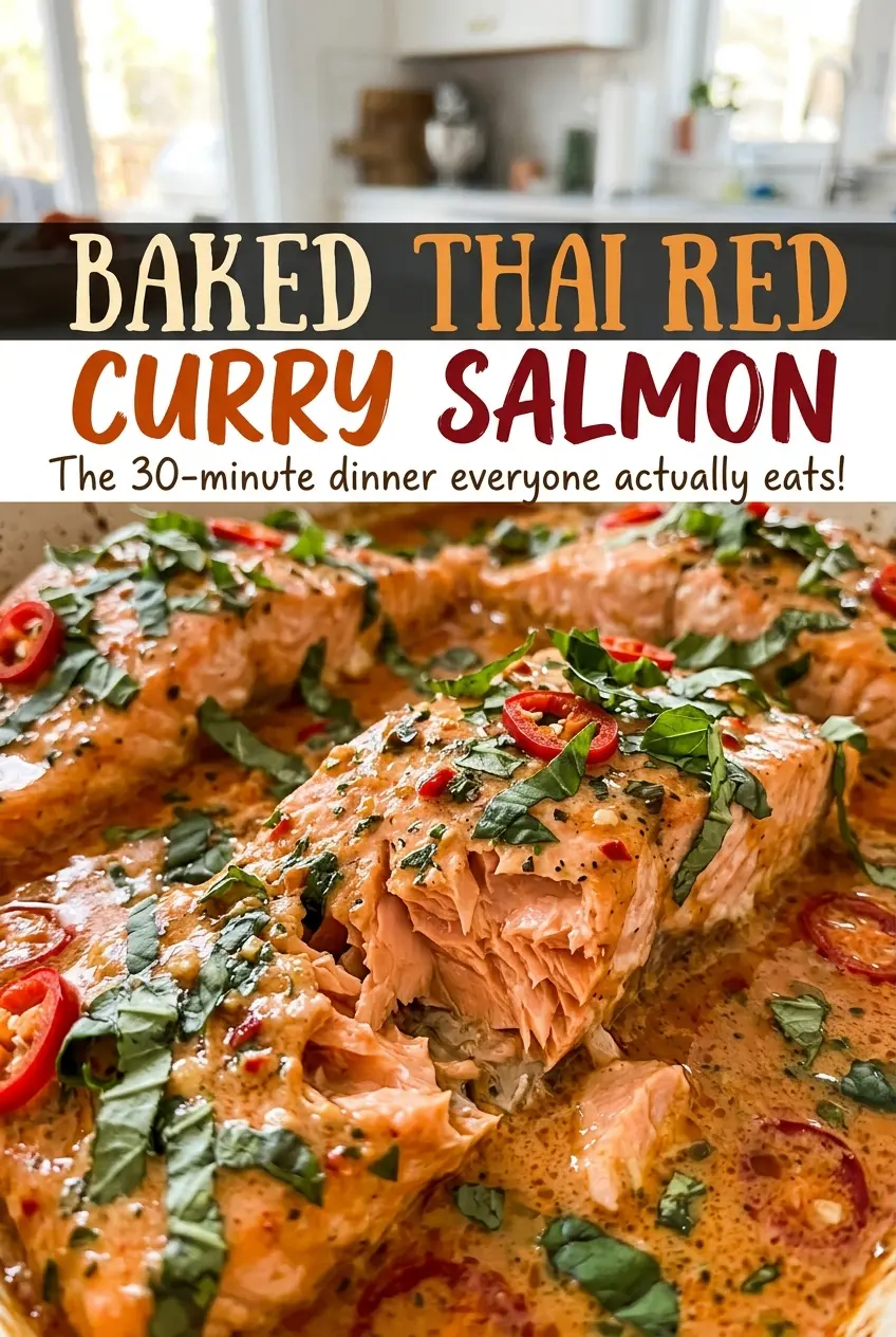 Baked Thai Red Curry Salmon tender saucy fillets