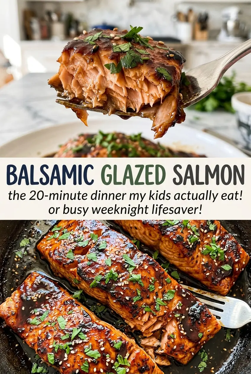 Balsamic Glazed Salmon with a shiny balsamic finish