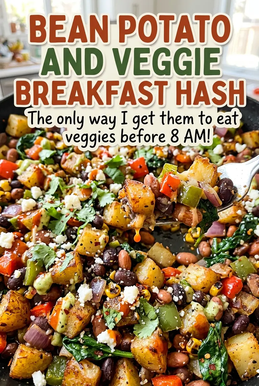 Bean Potato and Veggie Breakfast Hash colorful skillet