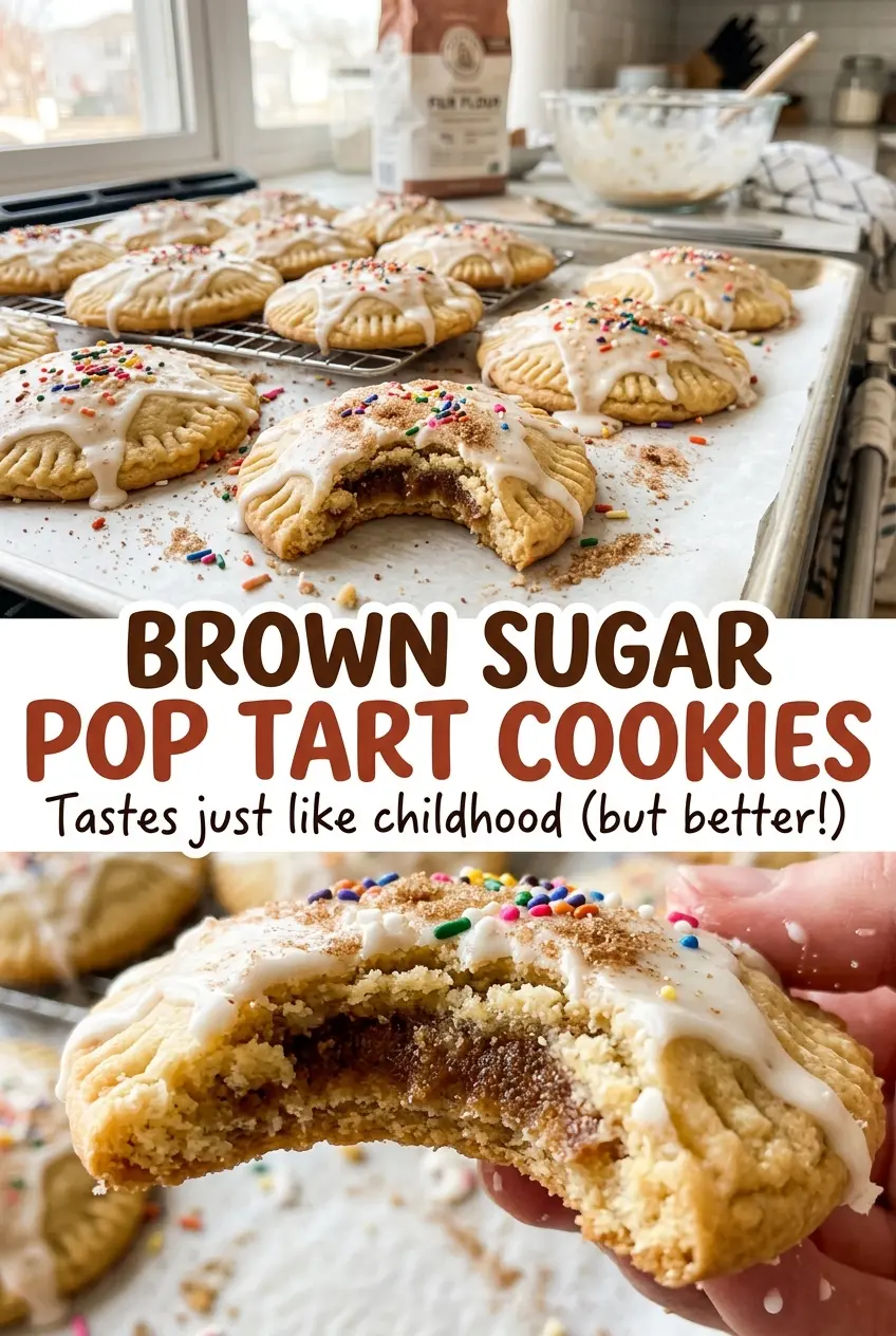 Brown Sugar Pop Tart Cookies glazed cinnamon rounds