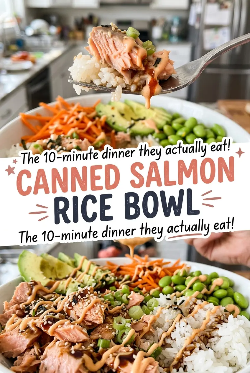 Canned Salmon Rice Bowl creamy salmon cucumber avocado