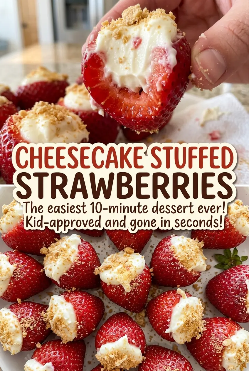 Cheesecake stuffed strawberries with fresh berry centers