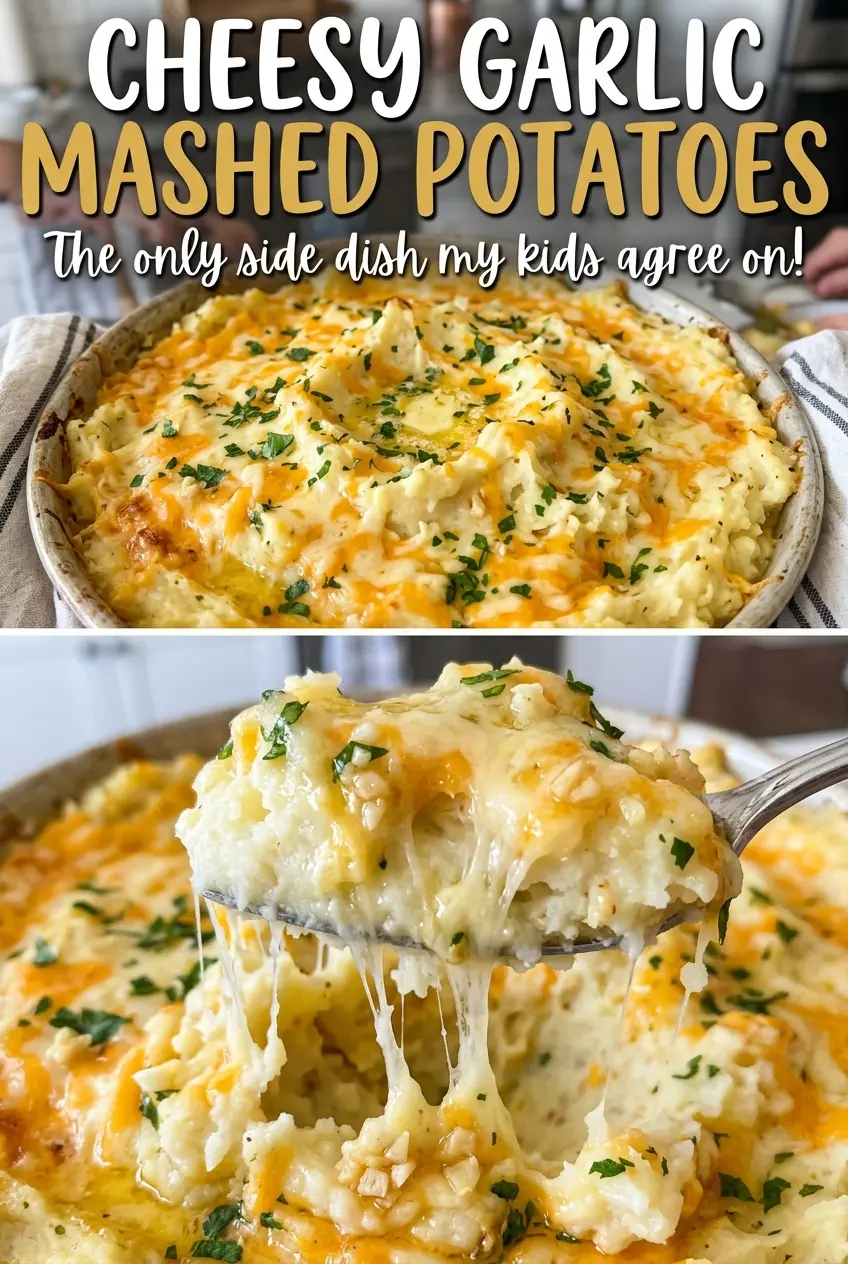 Cheesy Garlic Mashed Potatoes soft buttery texture