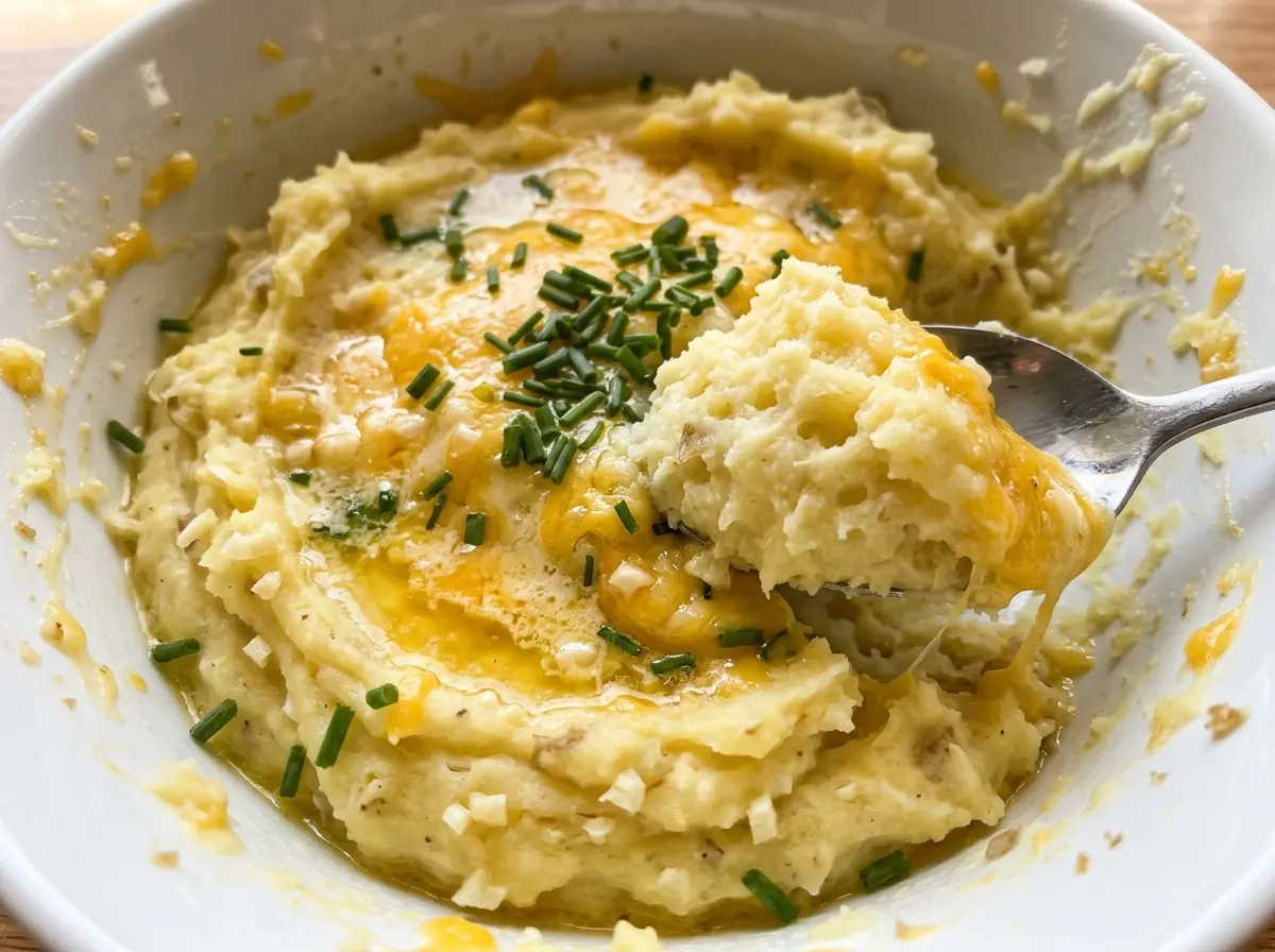 Cheesy Garlic Mashed Potatoes creamy cheddar mash