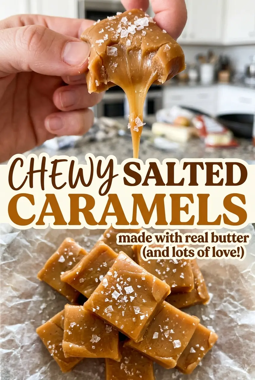 Chewy Salted Caramels, soft and salt-speckled