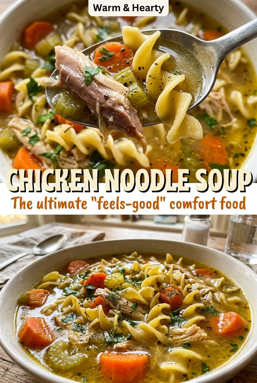 Chicken Noodle Soup with tender chicken and vegetables