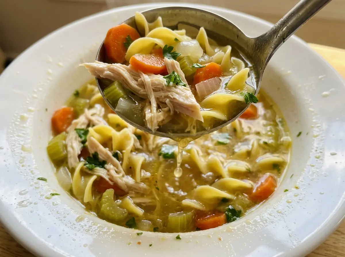 Chicken Noodle Soup with tender chicken and vegetables