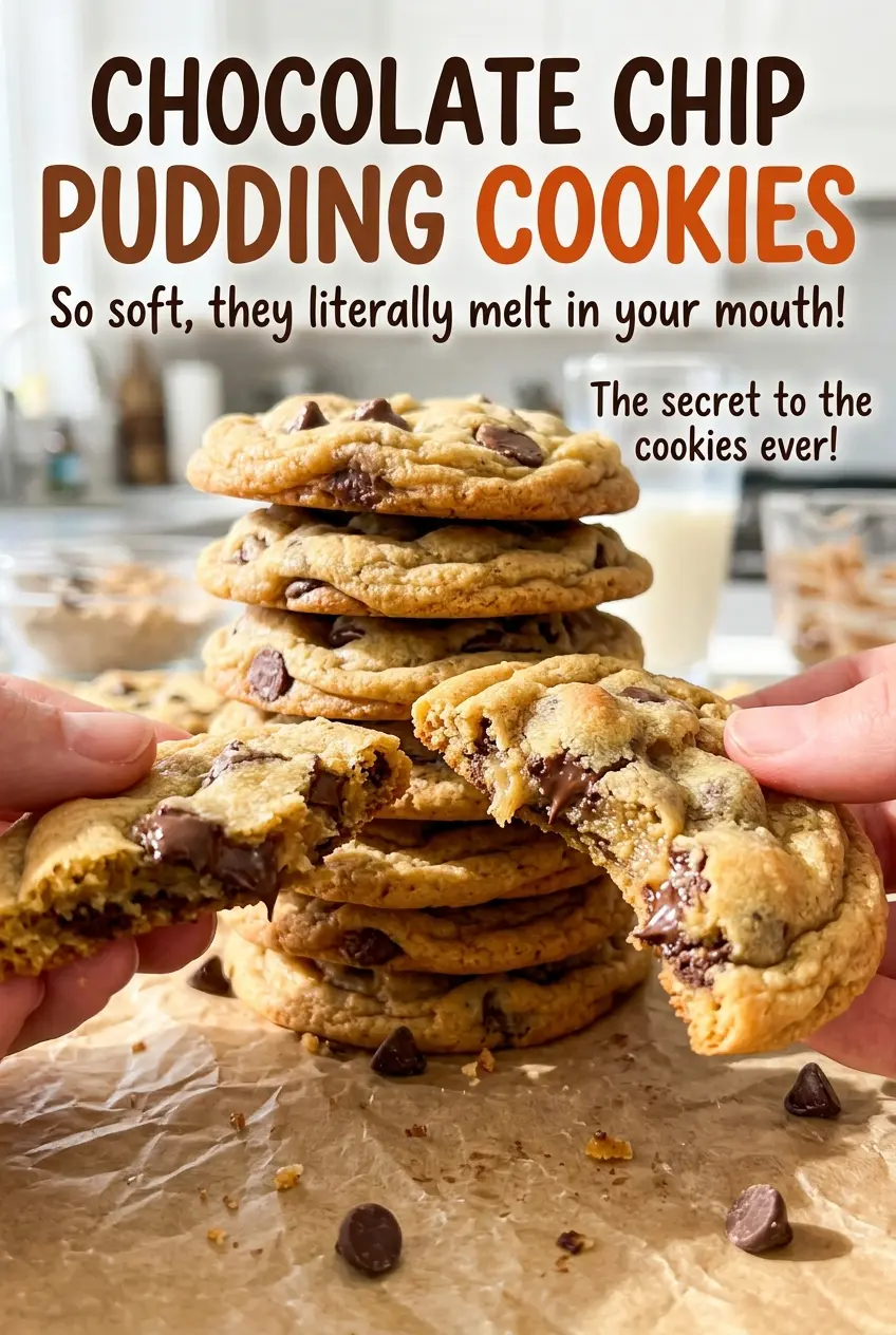 Chocolate Chip Pudding Cookies soft golden edges