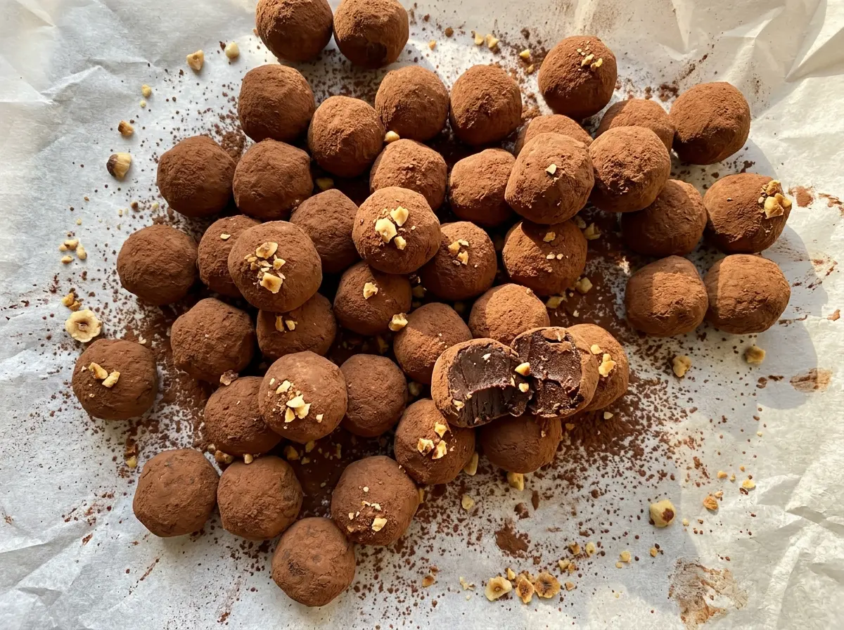 Chocolate Hazelnut Truffles cocoa-dusted centers