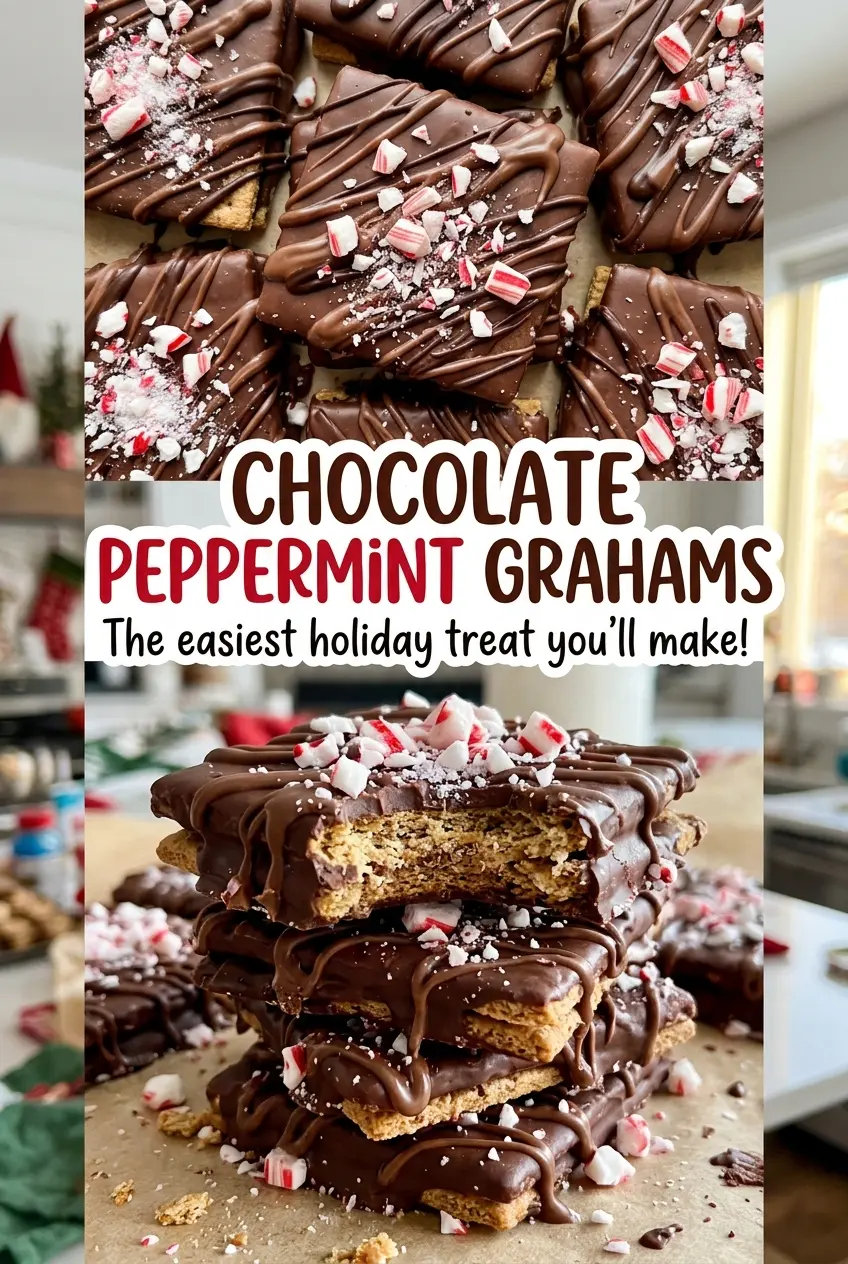 Chocolate Peppermint Grahams with crisp chocolate coating