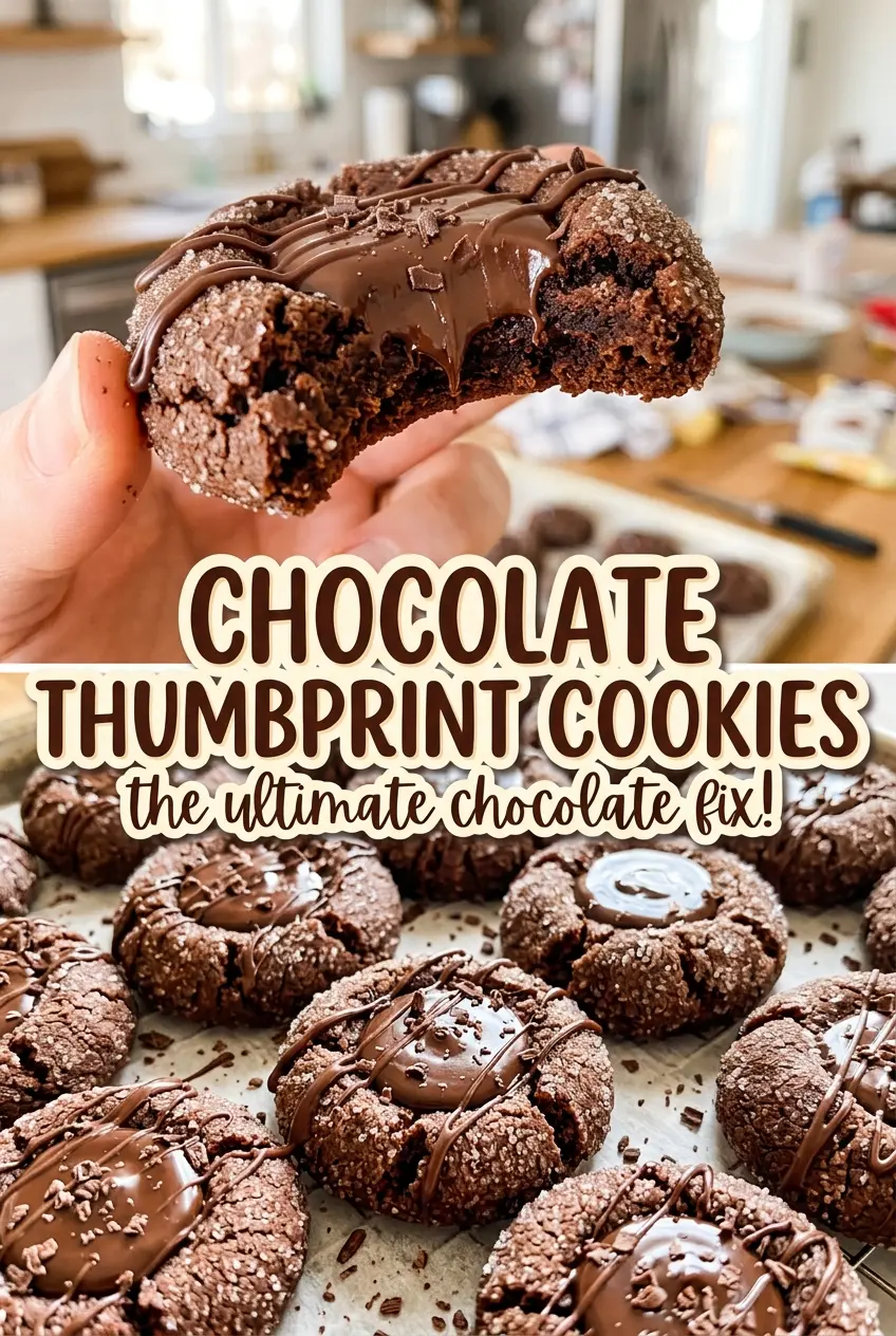 Chocolate Thumbprint Cookies glossy ganache