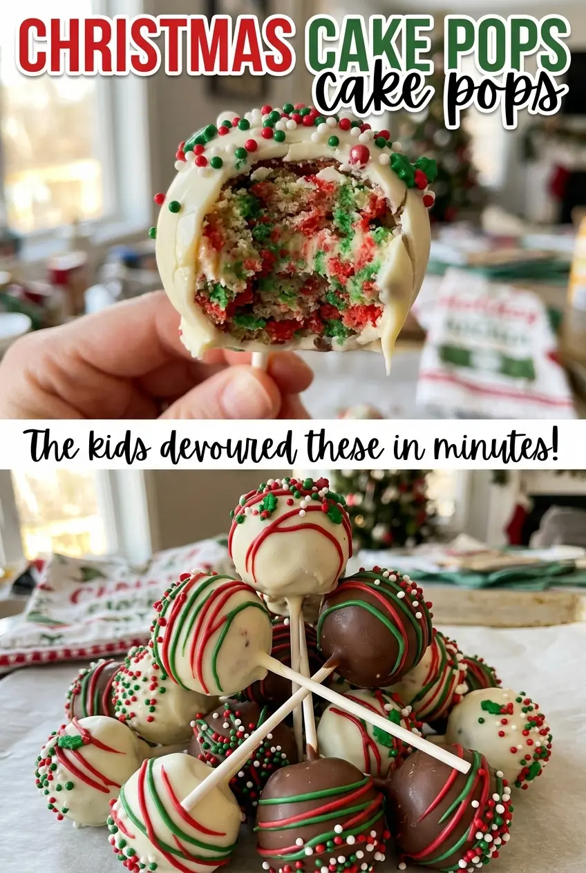 Christmas Cake Pops with colorful sprinkles