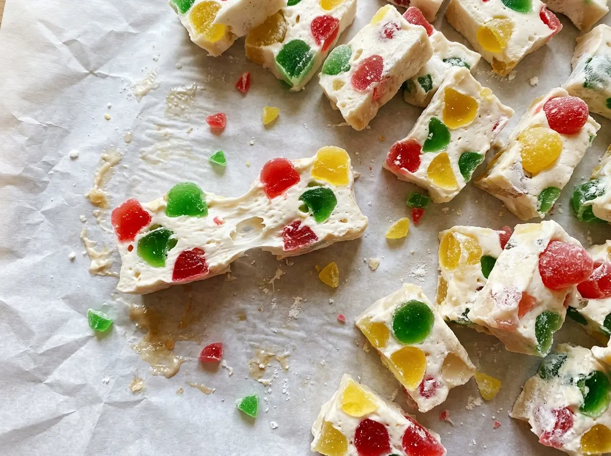 Christmas Gumdrop Nougat Candy colorful chewy squares
